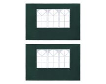 vidaXL Party Tent Sidewall 2 pcs with Window PE Green