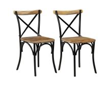 vidaXL Cross Chairs 2 pcs Black Solid Mango Wood