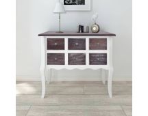 vidaXL Console Cabinet 6 Drawers Brown and White Wood