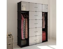 vidaXL Modular Cabinet 14 Compartments Black and White 37x146x180.5 cm