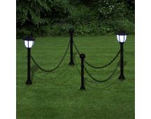vidaXL Chain Fence with Solar Lights Two LED Lamps Two Poles