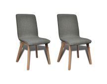 vidaXL Dining Chairs 2 pcs Light Grey Fabric and Solid Oak Wood