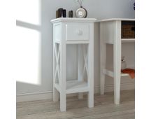 vidaXL Side Table with Drawer White