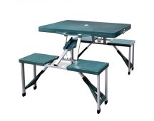 Foldable Camping Table Set with 4 Stools Aluminium Extra Light Green