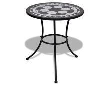 vidaXL Bistro Table Black and White 60 cm Mosaic