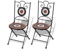 vidaXL Folding Bistro Chairs 2 pcs Ceramic Terracotta and White