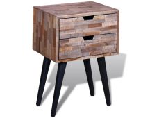 vidaXL Nightstand with 2 Drawers Reclaimed Teak Wood