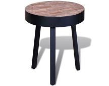 vidaXL End Table Round Reclaimed Teak Wood