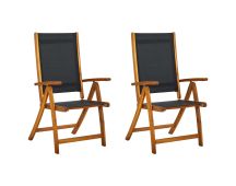 vidaXL Folding Garden Chairs 2 pcs Solid Acacia Wood and Textilene