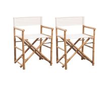 vidaXL Folding Director's Chair 2 pcs Bamboo and Canvas