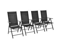 vidaXL Folding Garden Chairs 4 pcs Aluminium and Textilene Black