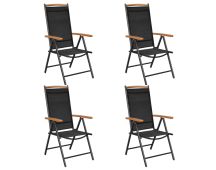 vidaXL Folding Garden Chairs 4 pcs Aluminium and Textilene Black