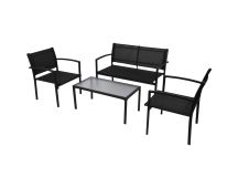 vidaXL 4 Piece Garden Lounge Set Textilene Black