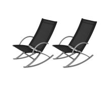 vidaXL Garden Rocking Chairs 2 pcs Steel and Textilene Black