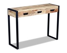 vidaXL Console Table with 3 Drawers Solid Mango Wood 110x35x78 cm