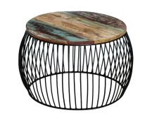 vidaXL Coffee Table Round Solid Reclaimed Wood 68x37 cm