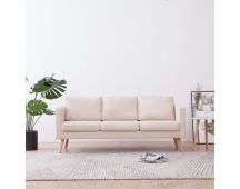 vidaXL 3-Seater Sofa Fabric Cream