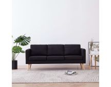 vidaXL 3-Seater Sofa Fabric Black