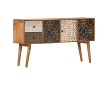 vidaXL Sideboard with Printed Pattern 130x30x70 cm Solid Mango Wood