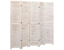 vidaXL 5-Panel Room Divider White 175x165 cm Wood