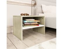vidaXL Bedside Cabinet White and Sonoma Oak 40x30x30 cm Engineered Wood
