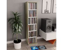 vidaXL CD Cabinet White and Sonoma Oak 21x20x88 cm Engineered Wood