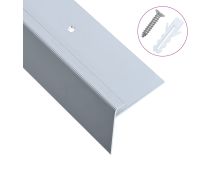 vidaXL F-shape Stair Nosings 15 pcs Aluminium 134 cm Silver