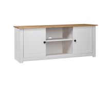 vidaXL TV Cabinet White 120x40x50 cm Solid Pine Wood Panama Range