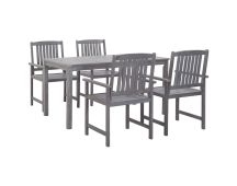 vidaXL 5 Piece Outdoor Dining Set Grey Solid Acacia Wood