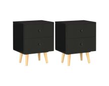 vidaXL Bedside Cabinets 2 pcs Black 40x30x50 cm Solid Pinewood