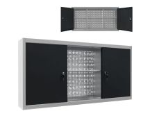 vidaXL Wall Mounted Tool Cabinet Industrial Style Metal Grey and Black