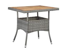 vidaXL Outdoor Dining Table Grey Poly Rattan and Solid Acacia Wood