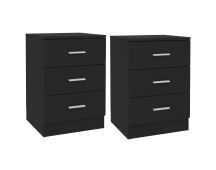 vidaXL Bedside Cabinets 2 pcs Black 38x35x56 cm Engineered Wood