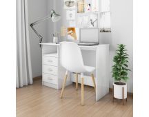 vidaXL Desk with Drawers High Gloss White 110x50x76 cm Engineered Wood