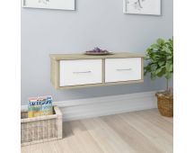 vidaXL Wall-mounted Drawer Shelf White and Sonoma Oak 60x26x18.5 cm Engineered Wood