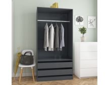vidaXL Wardrobe High Gloss Grey 100x50x200 cm Engineered Wood