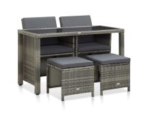 vidaXL 5 Piece Outdoor Dining Set with Cushions Poly Rattan Grey