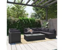 vidaXL 9 Piece Garden Lounge Set with Cushions Poly Rattan Black