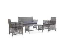 vidaXL 4 Piece Garden Lounge Set with Cushion Poly Rattan Anthracite