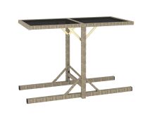 vidaXL Garden Table Beige 110x53x72 cm Glass and Poly Rattan