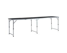 vidaXL Foldable Camping Table Grey Aluminium 240x60 cm