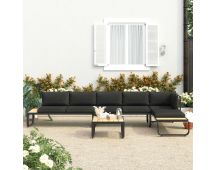 vidaXL 4 Piece Garden Corner Sofa Set with Cushions Aluminium and WPC