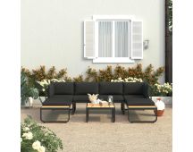 vidaXL 4 Piece Garden Corner Sofa Set with Cushions Aluminium and WPC