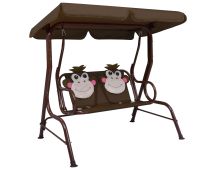 vidaXL Kids Swing Bench Brown 115x75x110 cm Fabric