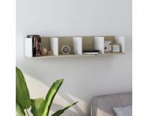 vidaXL CD Wall Shelf White and Sonoma Oak 100x18x18 cm Engineered Wood