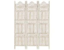 vidaXL Hand carved 3-Panel Room Divider White 120x165 cm Solid Mango Wood