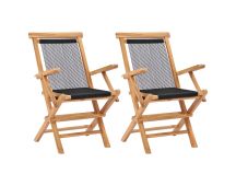 vidaXL Folding Garden Chairs 2 pcs Solid Teak Wood and Rope