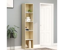 vidaXL Book Cabinet White and Sonoma Oak 40x30x189 cm Engineered Wood