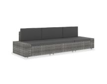 vidaXL Sectional Sofa 3-Seater Poly Rattan Grey