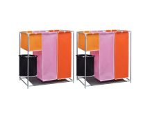 vidaXL 3-Section Laundry Sorter Hampers 2 pcs with a Washing Bin